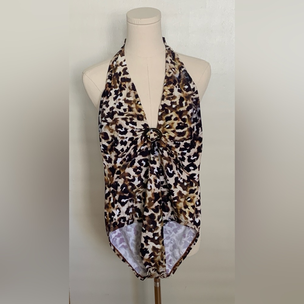 Miracle suit, Amoressa Leopard Print Halter Swimsuit